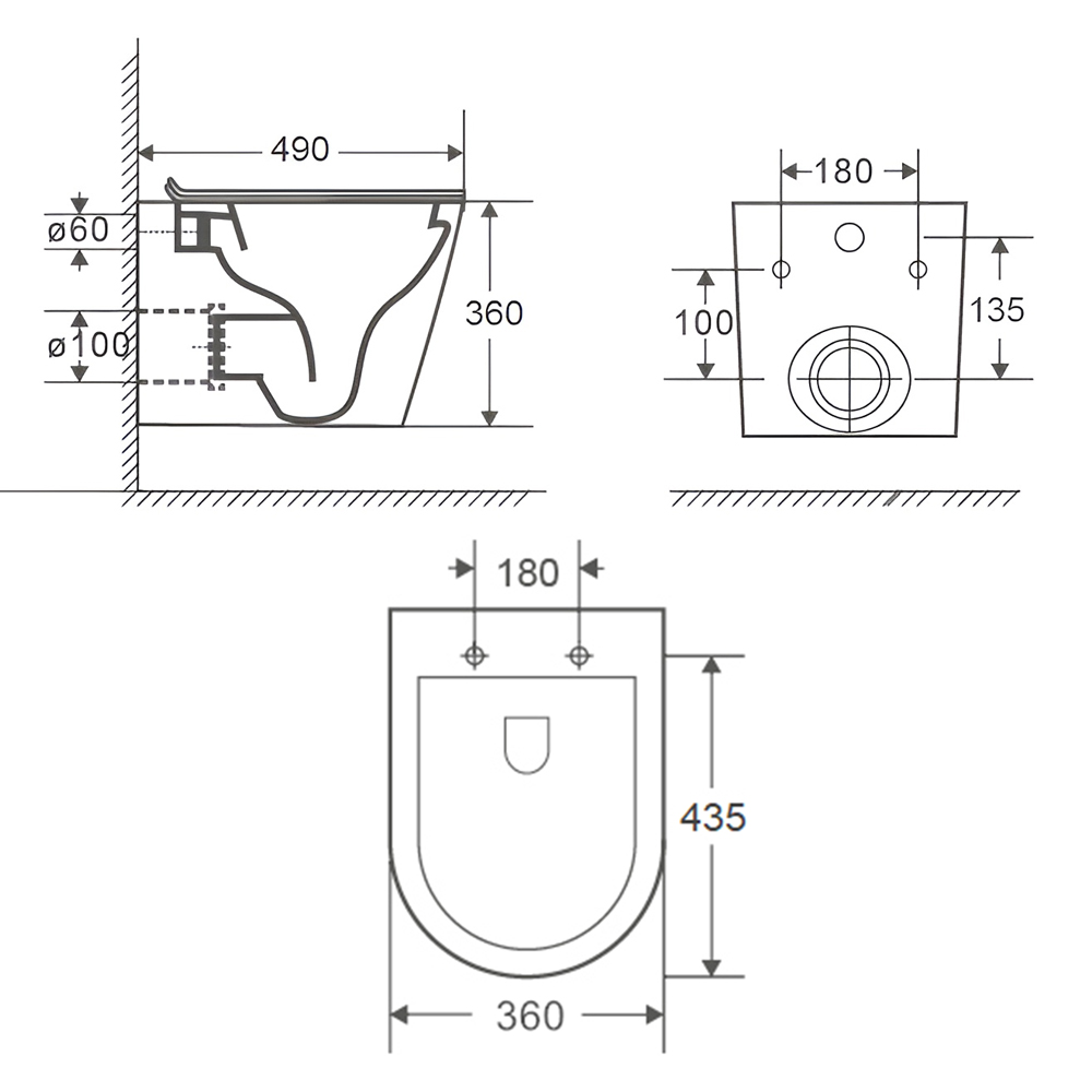 CS201TK Унитаз Calypso, подвесной 490*360*360мм, Rimless безободковый — изображение 6